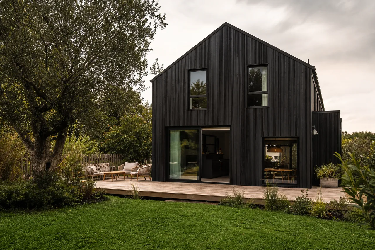 Maison bois contemporaine avec bardage noir